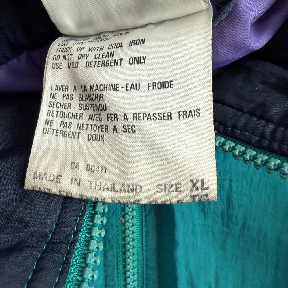 Vintage Adidas Half Zip Windbreaker XL Teal Purple 80s 90s Trefoil Jacket Y2K